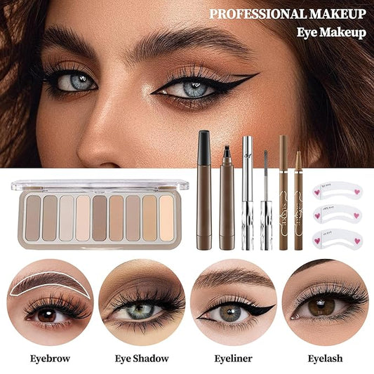 All in One Makeup Kit for Women,Makeup Gift Set Includes Eyeshadow Palette,Blush,Loose Powder,BB Cream,Primer,Eyebrow Pen and Tencils,Mascara,Eyeliner,Lipstick,Lip Oil,Makeup Sponge Brush and Bag,14P