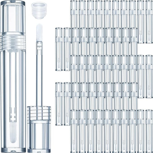 Hsei 100 Pcs Clear Lip Gloss Tubes 5 ml Empty Bulk Wand Balm Containers With Lids Cosmetic Bottles With Rubber Stoppers for Eyelash Growth Liquid DIY Makeup Girls