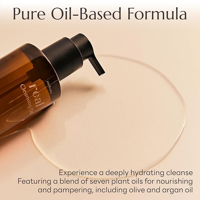 Real Cleansing Oil - Korean Facial Cleanser, Whitehead, Blackhead & Makeup Remover - Complete Plant-Based Oil Cleanser Women Skincare - 6.76 fl. oz