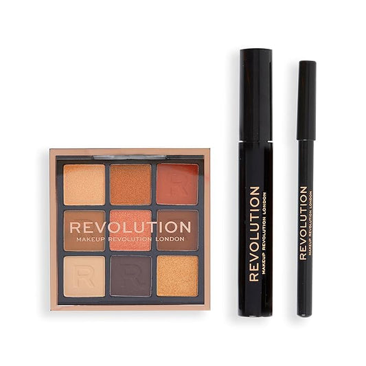 Makeup Revolution Into The Bronze Eye Set Gift Set, Eyeliner, Mascara & Eye Palette Included