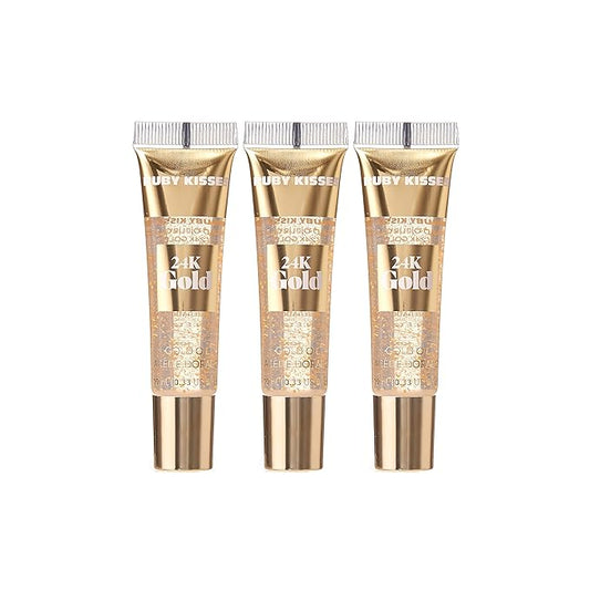 Ruby Kisses 24K Gold Oil Lip Gloss (6 Count, Gold & Rose Gold)