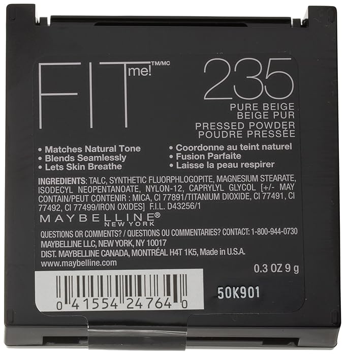 Maybelline New York Fit Me! Powder, 235 Pure Beige, 0.3 Ounce
