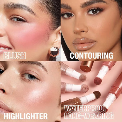 Blush Stick,Liquid Blush Stick,Silky Smooth Creamy Formula,Lightweight Blendable Blush Rouge Stick,Naturally Sculpted Look Professional Beauty Makeup Blush (01/03/05)