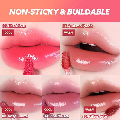 MILKTOUCH Jelly Fit Glow Lip Tint - Hydrating Lip Gloss with Long-Lasting Moisture, Color Stain, Lightweight Formula, Radiant Shine, Perfect for Daily Use, Korean Lip (05 Apple Pom, 4ml)
