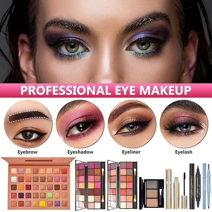 Makeup Kit for Women Full Kit, Make Up Gift Set, Makeup Bundle Includes Foundation Eyeshadow Palette BB Cream Concealer Blush Lipstick Eyeliner Mascara Cosmetic Brush Set
