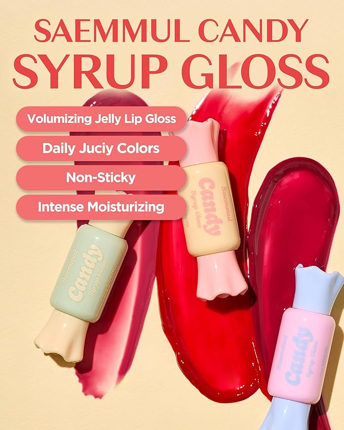 THESAEM Saemmul Candy Syrup Gloss 03 Mulberry Syrup – Buildable High Shine Bouncy Lips with Cute Candy Tint - Long Lasting Plumping & Moisturizing, 0.2 fl.oz.
