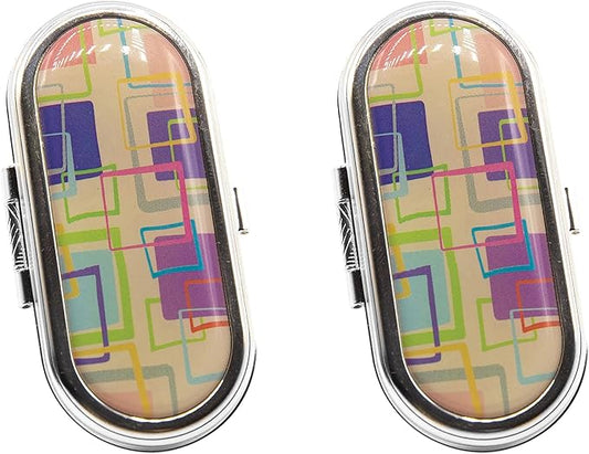 Stephanie Imports Set of 2 Clip-On Round Lipstick Mirrors (Throwback Squares)