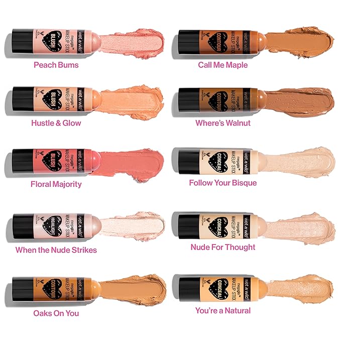 wet n wild MegaGlo Makeup Stick Conceal Contour Neutral Follow Your Bisque,1 Ounce and Current Jam Buildable Color Versatile Use Makeup Stick