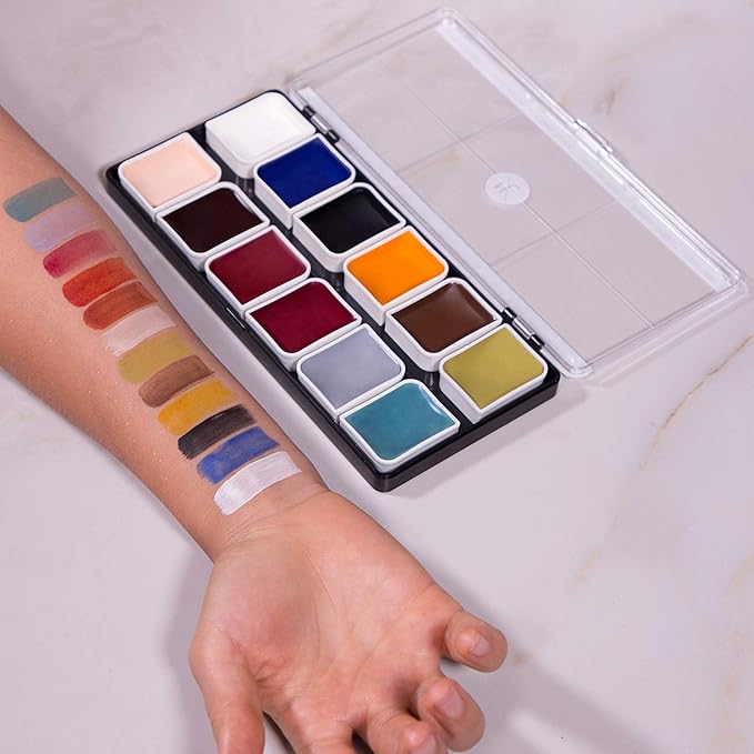 12-Color Zombie Alcohol-Activated Palette, Professional Quick Drying Waterproof SFX Makeup for the Stage, Film, Halloween, & Cosplay