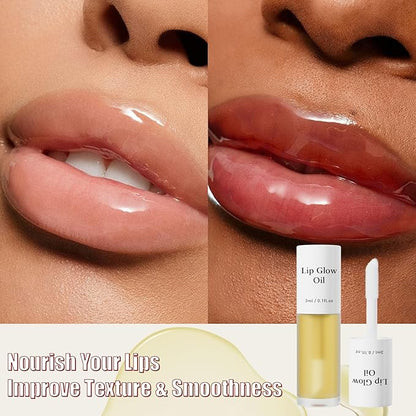 Hydrating Lip Glow Oil - Tinted Moisturizing Lip Gloss Plumping Non-Sticky Long-Lasting Shiny Fruit Flavor Lip Stain, 0.10 Fl Oz (Honey)