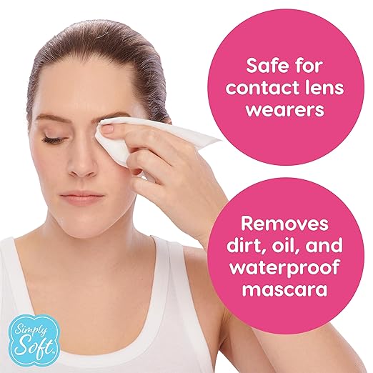 Simply Soft Premium Makeup Remover Towelettes 50 ct (2 - 25 Count Flip-top Packs), Fragrance-Free Makeup Wipes for Sensitive Skin, Hypoallergenic, pH Balanced Eye & Face Wipes