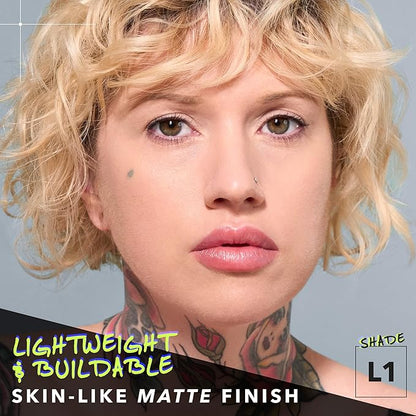 COVER FX Power Play Foundation - Shade L1 - Buildable Full Coverage - Waterproof Sweat-Proof Transfer-Proof - Natural Matte Finish - All Skin Types