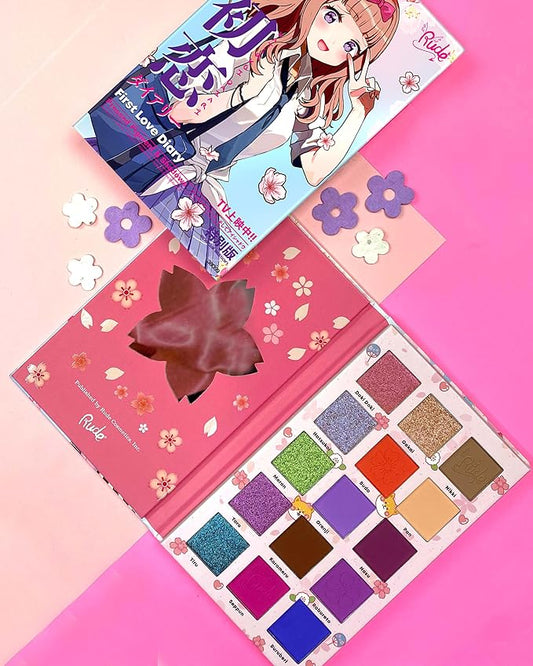 Manga Collection Pressed Pigments and Shadows Palette - First Love Diary by Rude Cosmetics for Women - 0.77 oz Palette
