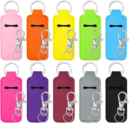 Krijues 10/20/40 Pcs Chapstick Holder Key Chain Lipstick Holder with Keychains (10 Colors)