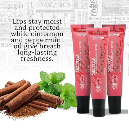 C.O. Bigelow Cinnamint Mentha Lip Shine Balm Trio, Lip Gloss & Balm Tubes, 3 Pack, 0.5 oz / 14g each