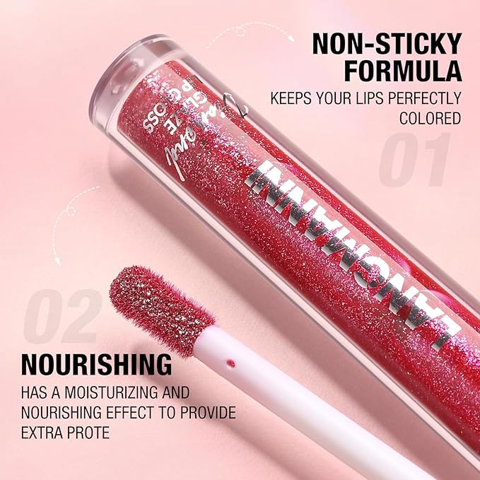 LANGMANNI 10 Colors Diamond Glitter Lip Gloss Set,Long Lasting High Shine Shimmer Liquid Lipstick Set,Hydrating,Moisturizing Lip Gloss Kit Gift Makeup For Girls