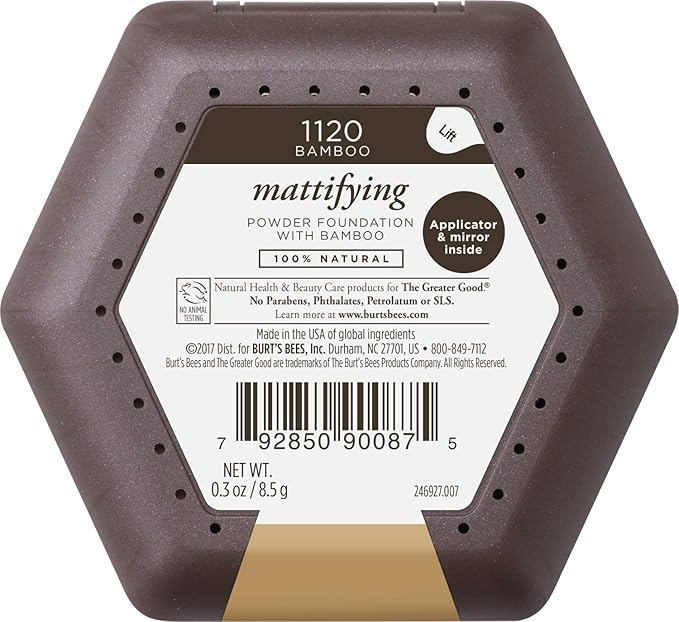 Burt’s Bees 100% Natural Origin Mattifying Powder Foundation, Bamboo, 0.3 Ounce, Packaging May Vary