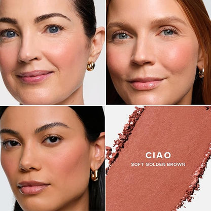 Saie SuperSuede Baked Blush - Talc-Free Powder Blush for All Day Wear - Enriched with Plant-Derived Squalane + Glycerin to Help Moisturize Dry Skin - Ciao (.01 Ounce)
