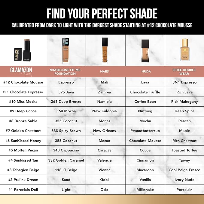 Glamazon Second to None Foundation Stick, Molten Pecan, Light-to-Full Coverage, Weightless Makeup With a Glowy Natural Finish