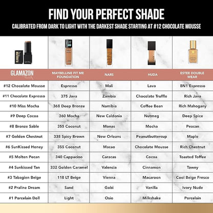 Glamazon Second to None Foundation Stick, Chocolate Expresso, Light-to-Full Coverage, Weightless Makeup With a Glowy Natural Finish