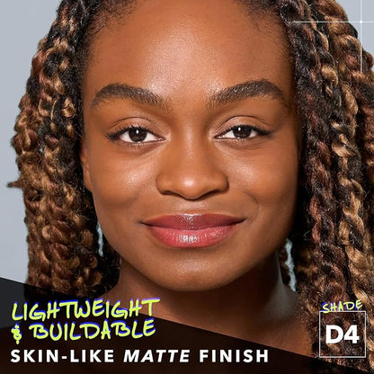 COVER FX Power Play Foundation - Shade D4 - Buildable Full Coverage - Waterproof Sweat-Proof Transfer-Proof - Natural Matte Finish - All Skin Types