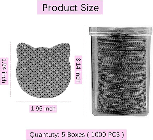Lint Free Nail Wipes, 1000 PCS Nail Polish Remover Lash Extension Glue Wipes for Lash Extension Supplies, Soft Lint Free Glue Cleaning Pads for Gel Nail Polish Remover, Black
