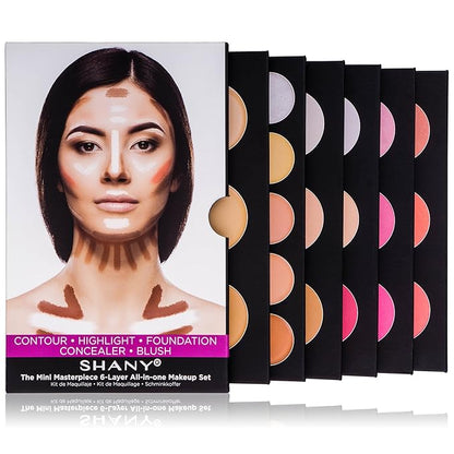 SHANY The Mini Masterpiece 6 Layers Makeup Foundation, Concealer, Camouflage, Contour, Blush and Face Cosmetics - 6 Make up Kits Palettes