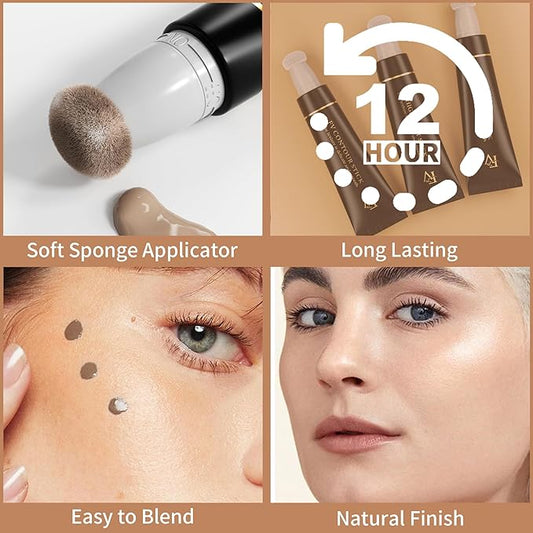 FV 2PCS Cool Toned Contour & Highlighter Stick, Blendable & Natural Finish Liquid Contour Makeup Set, Long Lasting & Creamy Texture Face Illuminator & Shaping Stick, Cruelty-free & Vegan, 01&04