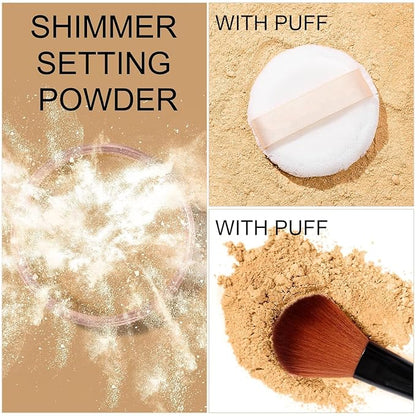 Oil Control Loose Powder, Translucent Setting Powder, Long-Lasting Shimmer, Lightweight Face Powder for Women, Polvo Traslúcido Maquillaje (03#, 1pc)