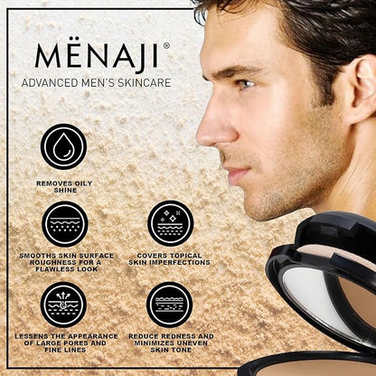 MËNAJI Anti-Shine Powder (HDPV) - Anti-Shine Face Make-Up for Men - Natural Looking Makeup - Mens Cosmetics - Light