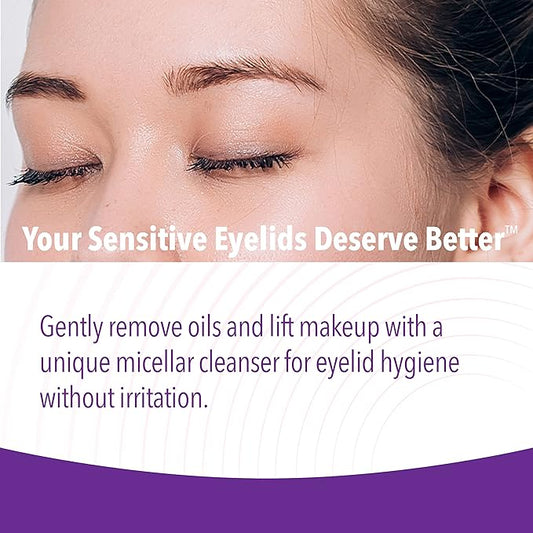 iVIZIA Micellar Eyelid Cleanser for Sensitive Eyelid Cleansing, BAK-Preservative-Free, Rinse-Free, Gently Removes Makeup, 3.3Fl Oz Bottle