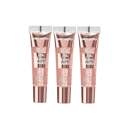 Ruby Kisses 24K Gold Oil Lip Gloss (6 Count, Gold & Rose Gold)