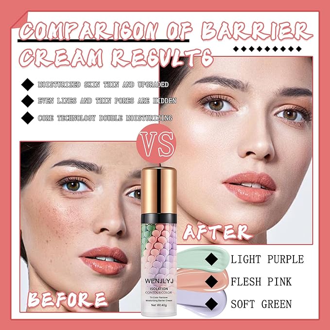 One Step Color Corrector,Isolation Cream,Moisturizing Concealer Foundation,Invisible Pore Makeup Primer,Oil Control Color Correcting for Women