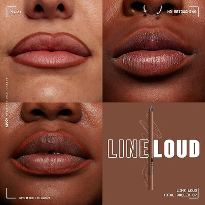 NYX Line Loud Lip Liner Longwear Pigmented Lip Pencil with Jojoba Oil & Vitamin E - Total Baller & Slim Lip Pencil Long-Lasting Creamy Lip Liner - Espresso