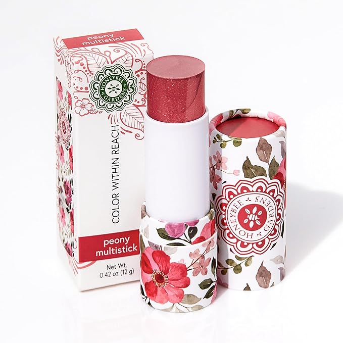 Honeybee Gardens Color Within Reach MultiStick, Peony, Soft Neutral Pink, Multipurpose Makeup, Natural Glow, Easy Application, Vegan, Cruelty-Free, Net Wt. 0.2 oz