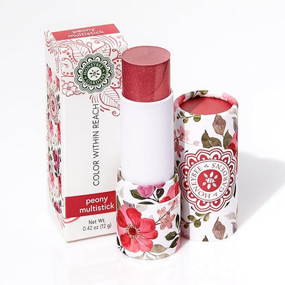 Honeybee Gardens Color Within Reach MultiStick, Peony, Soft Neutral Pink, Multipurpose Makeup, Natural Glow, Easy Application, Vegan, Cruelty-Free, Net Wt. 0.2 oz
