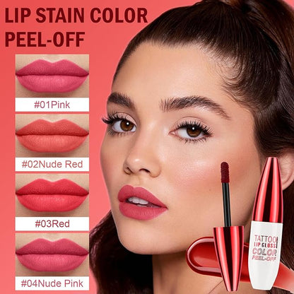 Peel Off Lip Stain, Lip Tint, Long Lasting, Waterproof, Transfer-Proof, Highly Pigmented Color #04Nude Pink