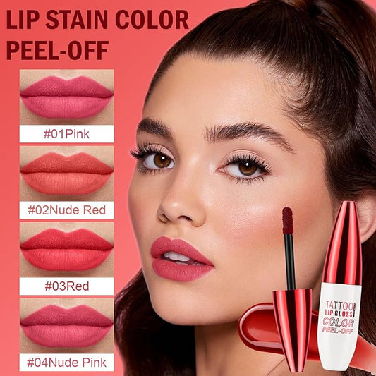 Peel Off Lip Stain, Lip Tint, Long Lasting, Waterproof, Transfer-Proof, Highly Pigmented Color #04Nude Pink