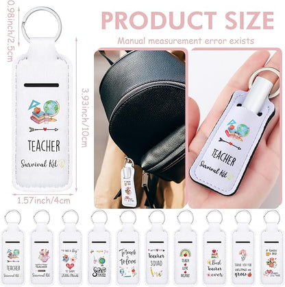 40 Pcs Teacher Appreciation Lipstick Holder with Thank You Words Portable Clip on Lip Gloss Sleeve Pouch Lipstick Holder Keychain Pocket Lip Balm Holder Thank You Gifts for Teacher