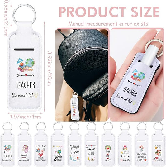 40 Pcs Teacher Appreciation Lipstick Holder with Thank You Words Portable Clip on Lip Gloss Sleeve Pouch Lipstick Holder Keychain Pocket Lip Balm Holder Thank You Gifts for Teacher