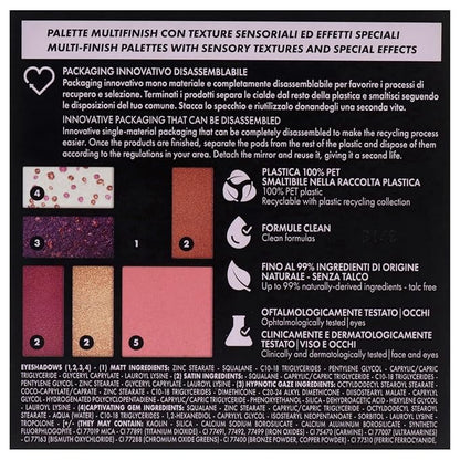 Pupa Milano Make-Up Palette S, 004 Black, 0.28 oz - 7 Pan Eyeshadow Palette and Blush Palette with Matte, Shimmer Finish - Blendable Velvety Texture - Compact Travel-Friendly - Talc-Free Eye Makeup