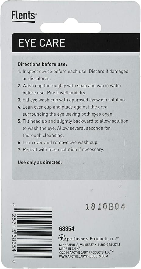 Flents Eye Wash Cup, Reusable White Eye Rinse Aid for Cleaning Dirt, Loose Eyelashes, and Irritants, Gentle Eye Care Solution, Durable Plastic Design, Ideal for Home Use