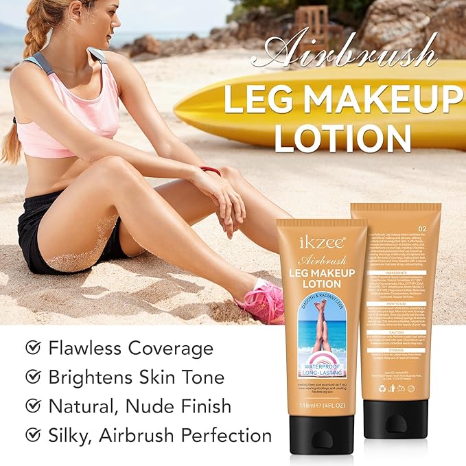 Waterproof Leg and Body Makeup, Long Lasting Skin Perfecting Body Foundation, No Transfer Vein Cover Up for Varicose Veins, Black Skin, Scars, Tattoos#Medium Glow 4FL OZ