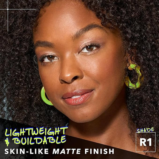 COVER FX Power Play Foundation - Shade R1 - Buildable Full Coverage - Waterproof Sweat-Proof Transfer-Proof - Natural Matte Finish - All Skin Types