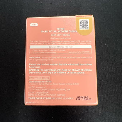 [*Mini Size*] TIRTIR All Cover Pink Cushion | Korean Cushion Foundation, (#24W Soft Beige, 0.15 Fl Oz)