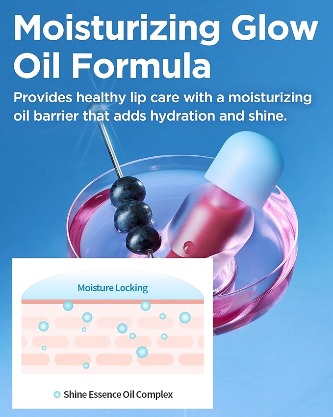 TOCOBO Juicy Berry Plumping Lip Oil 01 Chill Red – Korean Vegan Hydrating Lip Oil with Plant Oils for High Shine Gloss - Non Sticky Formula for All Skin Tones, 0.12 fl.oz.