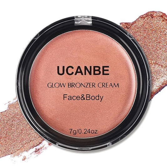 UCANBE Face & Body Cream Bronzer, Natural Coral Warm Sun-Kissed Glow Blusher, Buildable Blendable for Long Lasting Radiant Glow, Luminous Bronzing Highlighting Muti-Use Makeup Palette