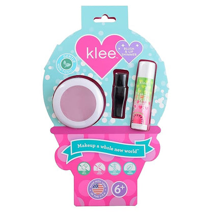 Luna Star Klee Blush and Lip Shimmer Makeup Kit. Gentle and Non-Toxic. Kid-Friendly. Made in USA. (Pink Berry Glow)