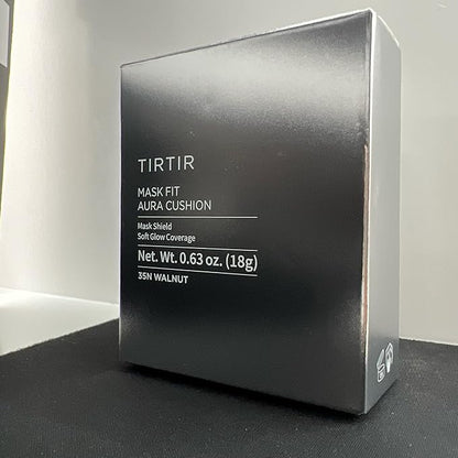 TIRTIR Mask Fit Aura Silver Cushion Foundation | Semi-glow Finish, Natural Coverage, Moisturizing, Lightweight, Korean cushion foundation (#35N Walnut, Full Size, 0.63 Fl Oz)