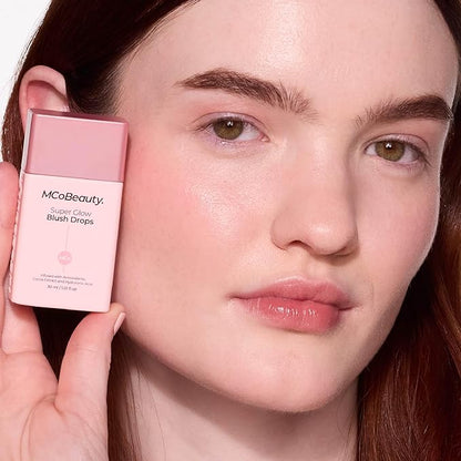 MCoBeauty Super Glow Blush Drops, Peach Pink, Luminous Flush for Radiant Cheeks, Vegan, Cruelty Free Cosmetics